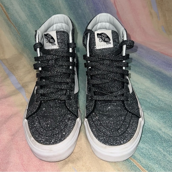 Vans SK8-Hi Reissue women’s size 8.5 Shoes Lurex Glitter-Black - Picture 6 of 9